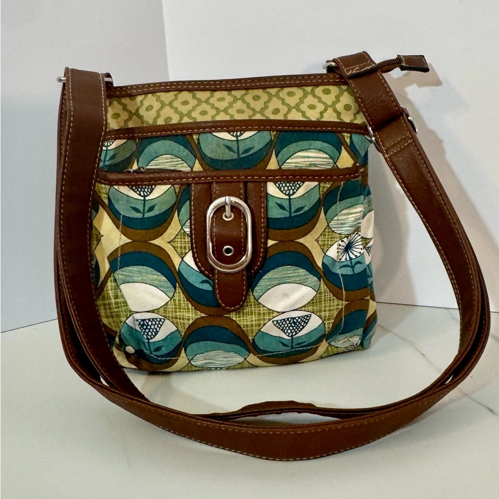 Merona Stylish Brown and Green Patterned Women's Bag